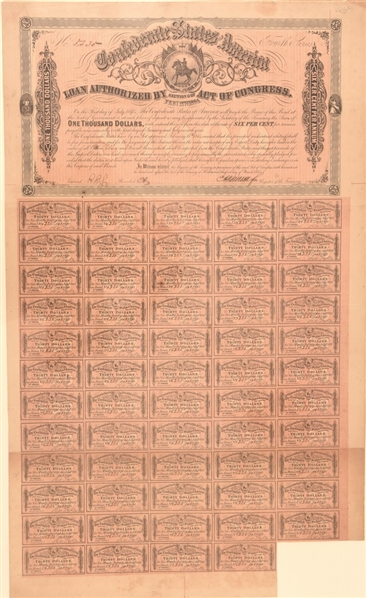 Confederate 1864 Bond and Certificates