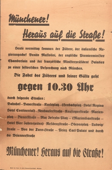 Munich Peace Agreement Broadside