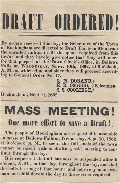 Civil War Vermont Draft Flyer