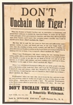 Dont Unchain the Tiger Civil War Broadside