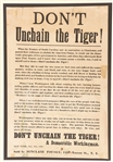 Dont Unchain the Tiger Civil War Broadside