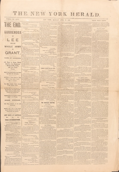 New York Herald Surrender of Lee