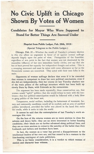 Chicago Anti Suffrage Flyer