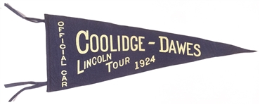 Coolidge Lincoln Tour Official Car Pennant