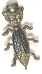 Bryan Silver Bug with Top Hat, Blue Wings