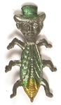 Bryan Silver Bug with Top Hat, Green Wings