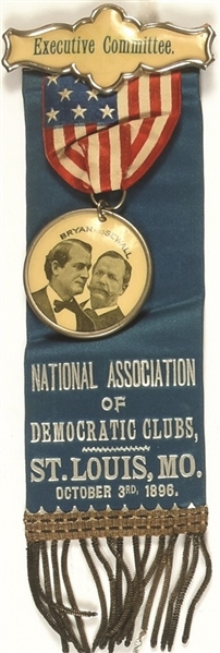 Bryan, Sewall 1896 Democratic Clubs Ribbon