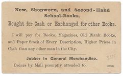 Hancock Rebus Brooklyn Bookstore Trade Card