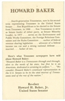 Howard Baker Tennessee Election Card