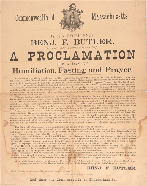 Ben Butler Massachusetts Proclamation