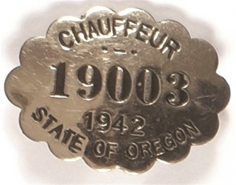 Oregon 1942 Chauffeur Pin
