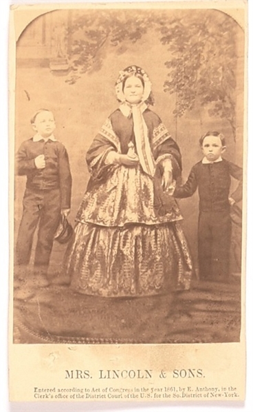 Very Rare Mrs. Lincoln and Sons CDV