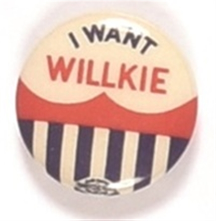 I Want Willkie Scarce Shield Pin