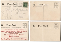 Set of 4 Presidential Fight Postcards from 1908