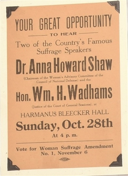 Suffrage Meeting Albany, NY Handbill