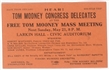 Free Tom Mooney Mass Meeting Card
