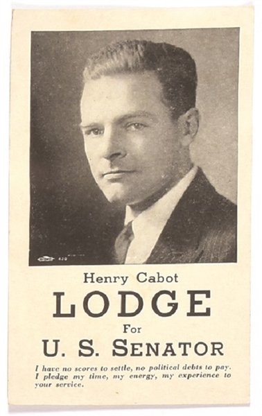 Henry Cabot Lodge for Senator, Massachusetts