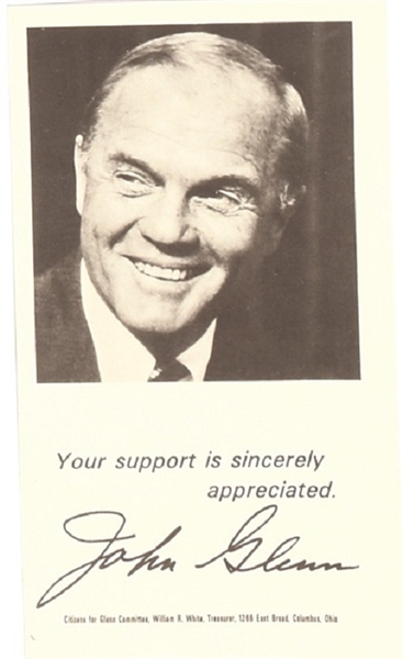 John Glenn for Senator Postcard