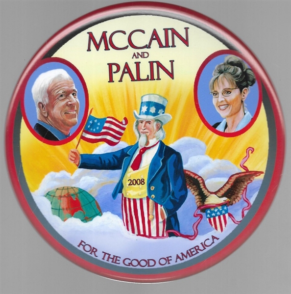 McCain, Palin Uncle Sam 6 Inch Pin