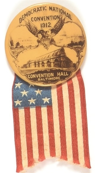 Wilson 1912 Democratic Convention Baltimore 1 ¾-Inch  Pin and Ribbon