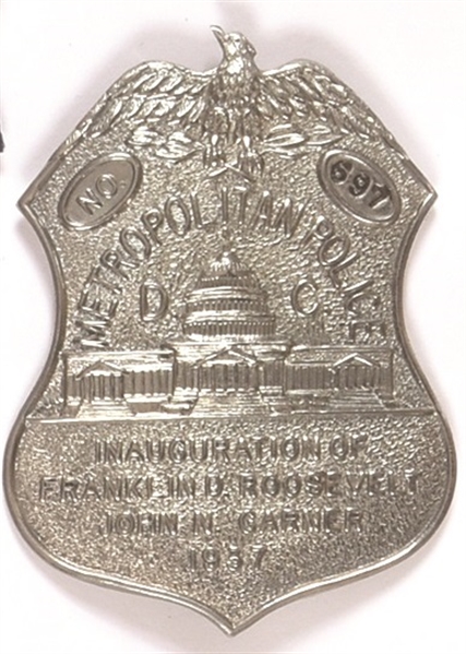 Franklin Roosevelt 1937 Inauguration DC Police Badge