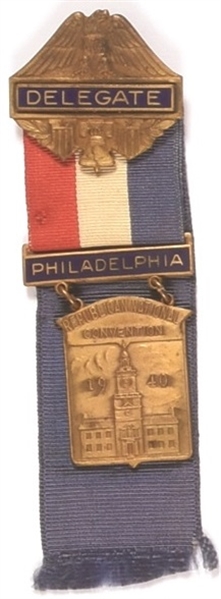 Willkie 1940 Delegate Badge