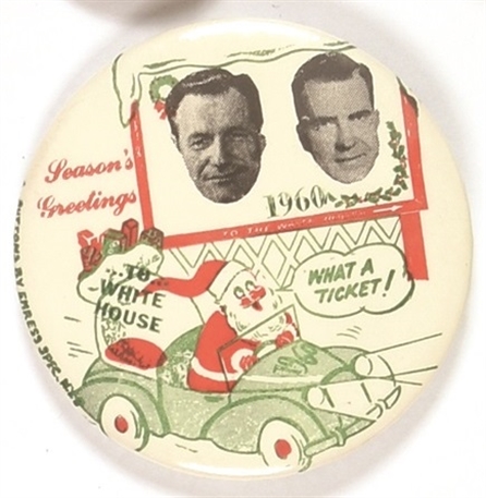 Rocky, Nixon and Santa 1960 Proposed Ticket Pin
