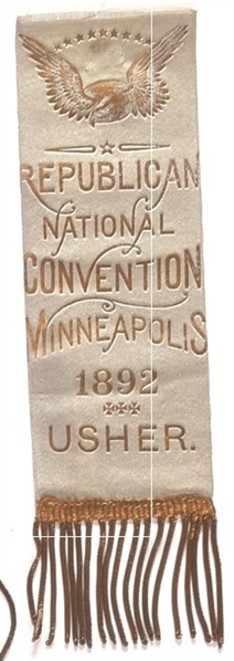 Harrison 1902 GOP Convention Usher Ribbon