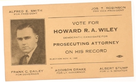 Smith, Wiley Indiana Coattail Postcard
