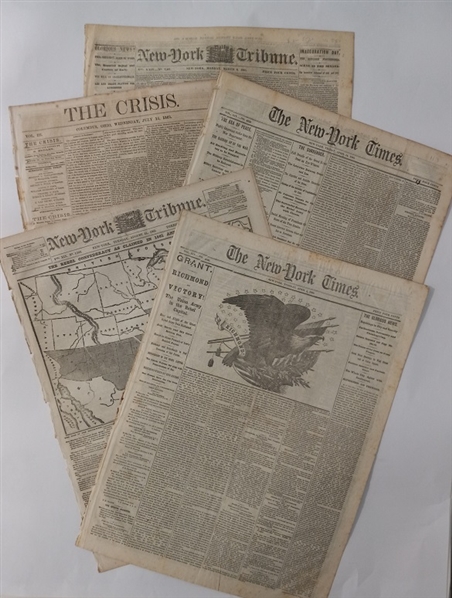 Group of 5 Civil War Newspapers