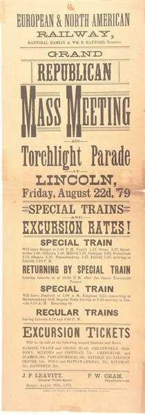 Republican Maine Mass Meeting and Parade 1879 Broadside