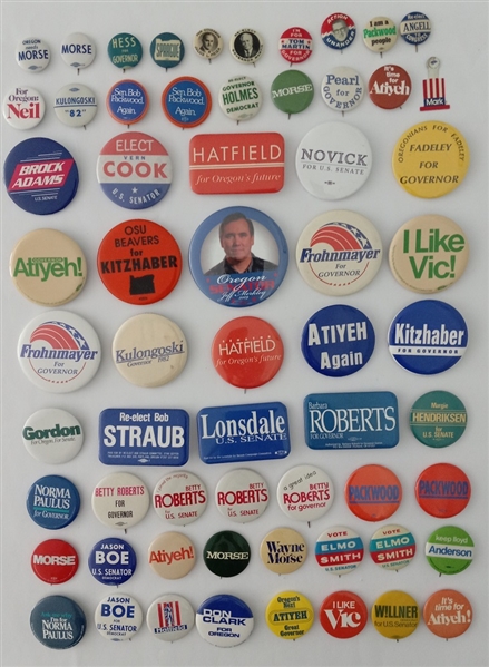 Oregon Collection of 62 Campaign Pins