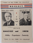 Roosevelt, Smith State of Washington Signed Coattail Poster