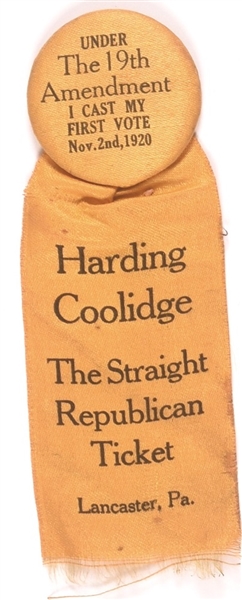 Harding First Womens Vote Pennsylvania Badge