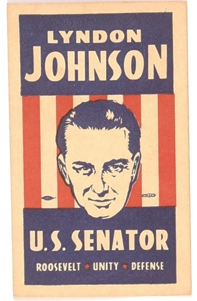 Lyndon Johnson for Senator Palm Card