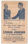 Lyndon Johnson for Senator Palm Card