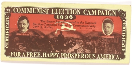 Browder, Ford Communist Party Contributor Certificate