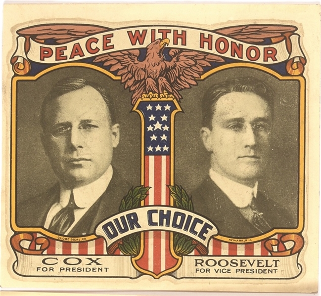 Cox, Roosevelt Peace With Honor Decal