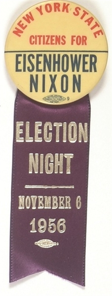 Eisenhower, Nixon New York Election Night Badge