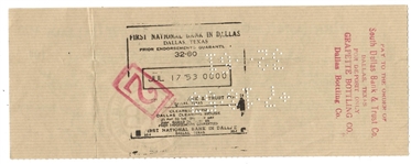 Jack Ruby Ervay Theatre Signed Check
