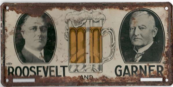 Roosevelt-Garner Beer License Plate