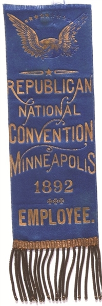 1892 Republican Convention Employee Ribbon