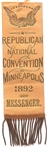 1892 Republican Convention Messenger Ribbon