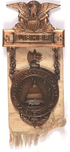 Coolidge 1924 Convention Usher Badge