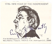 Eugene McCarthy Signed Card