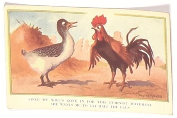 Suffrage Duck and Rooster Postcard