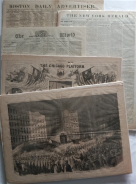 Collection of 5 Civil War Newspaper Pages