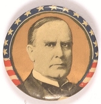 McKinley Gold Pin With Stars, Stripes Border