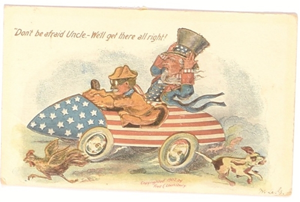 TR, Uncle Sam Race Car Postcard