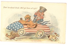 TR, Uncle Sam Race Car Postcard